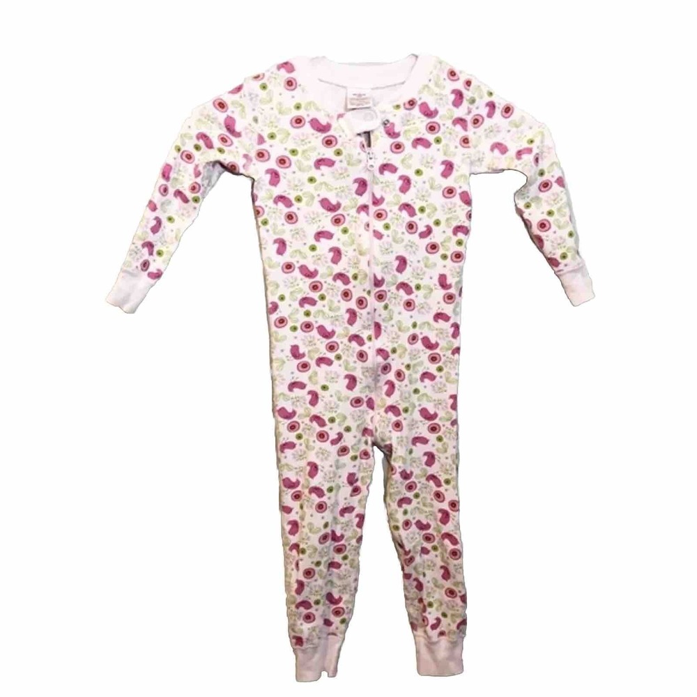Hanna Andersson Girls Pink Bird Print Organic Cotton Pajamas Size US 3 Euro 90